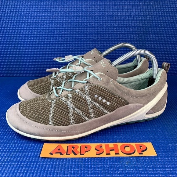 ECCO BIOM LITE SPEEDLACE NATURAL MOTION Women`s Size 7.5 Grey Olive Green Shoes - Picture 1 of 9